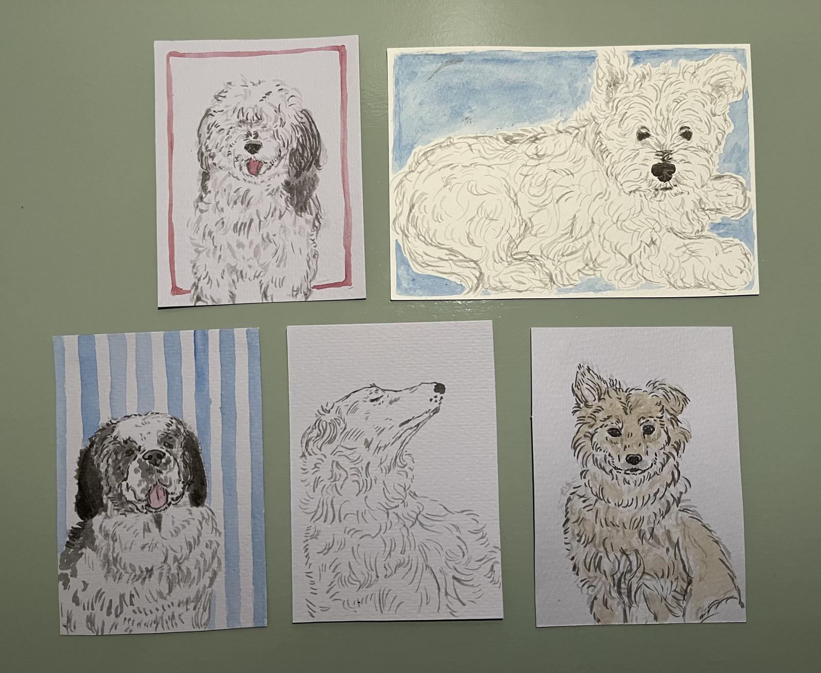 Watercolour dog illustrations