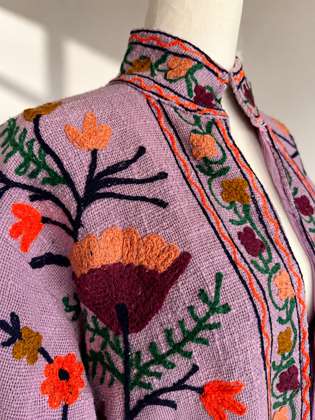 Embroidered Slub-cotton Jackets 