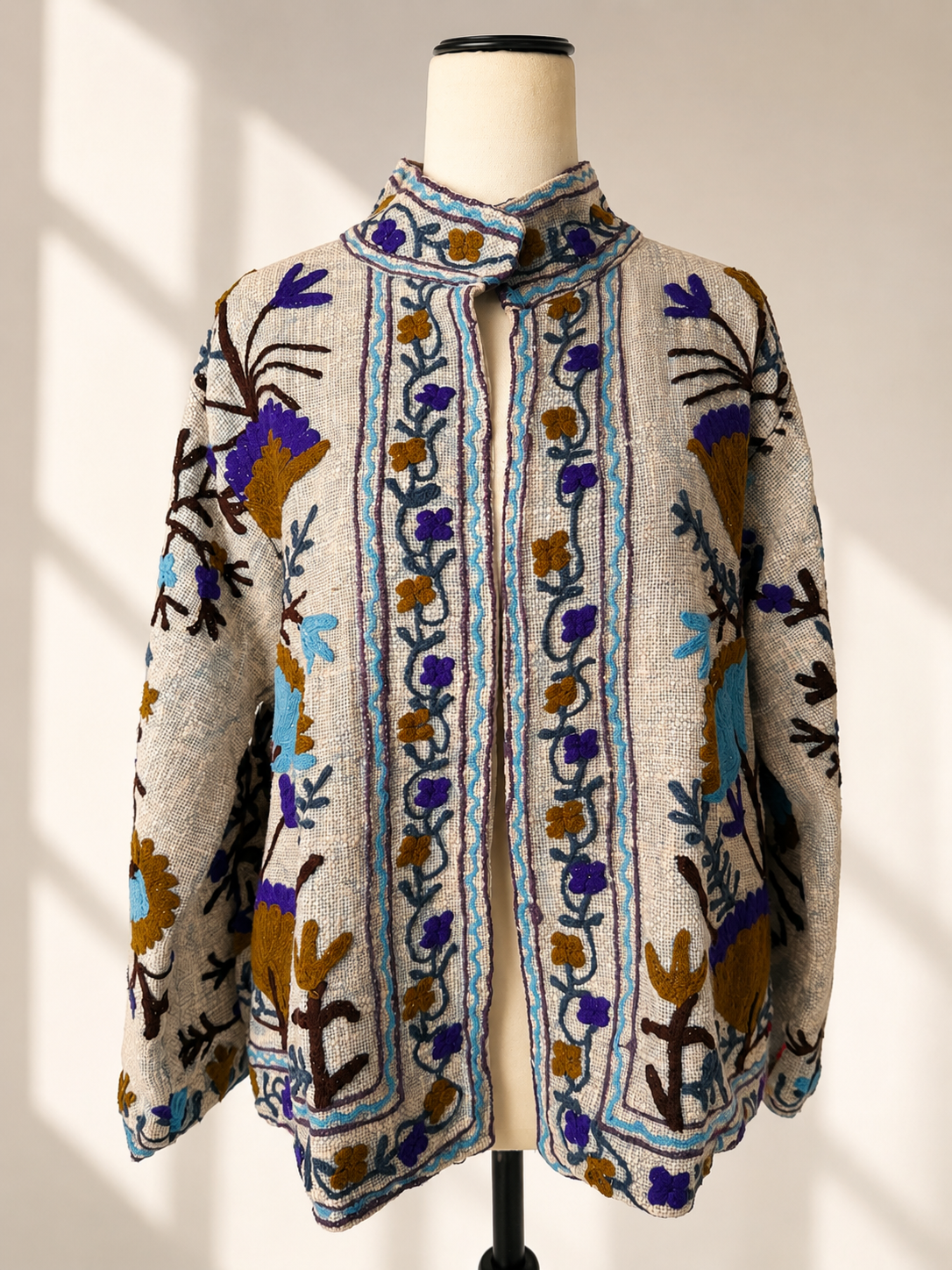 Embroidered Slub-cotton Jackets 