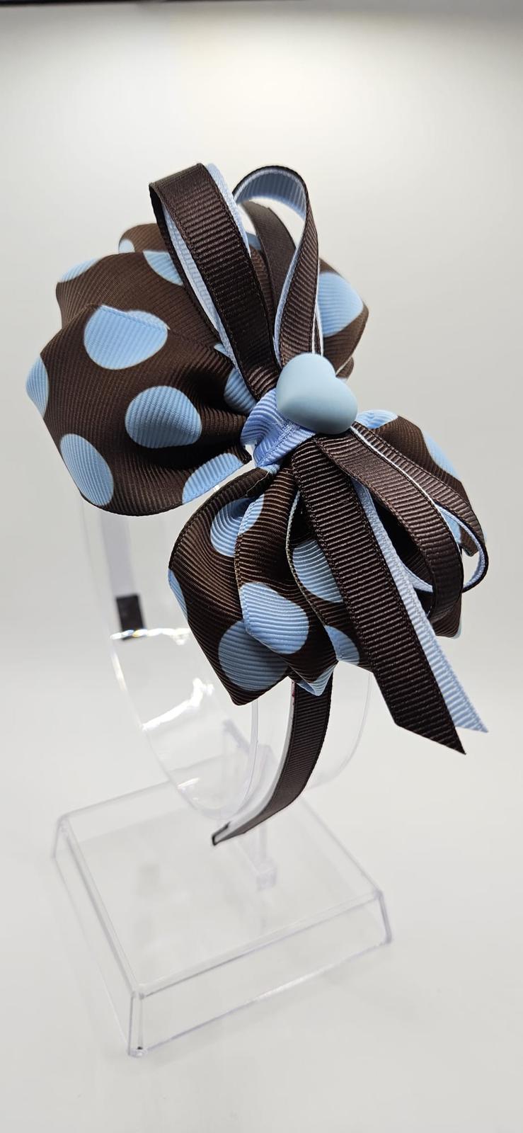 Blue and Brown Dot Hairband