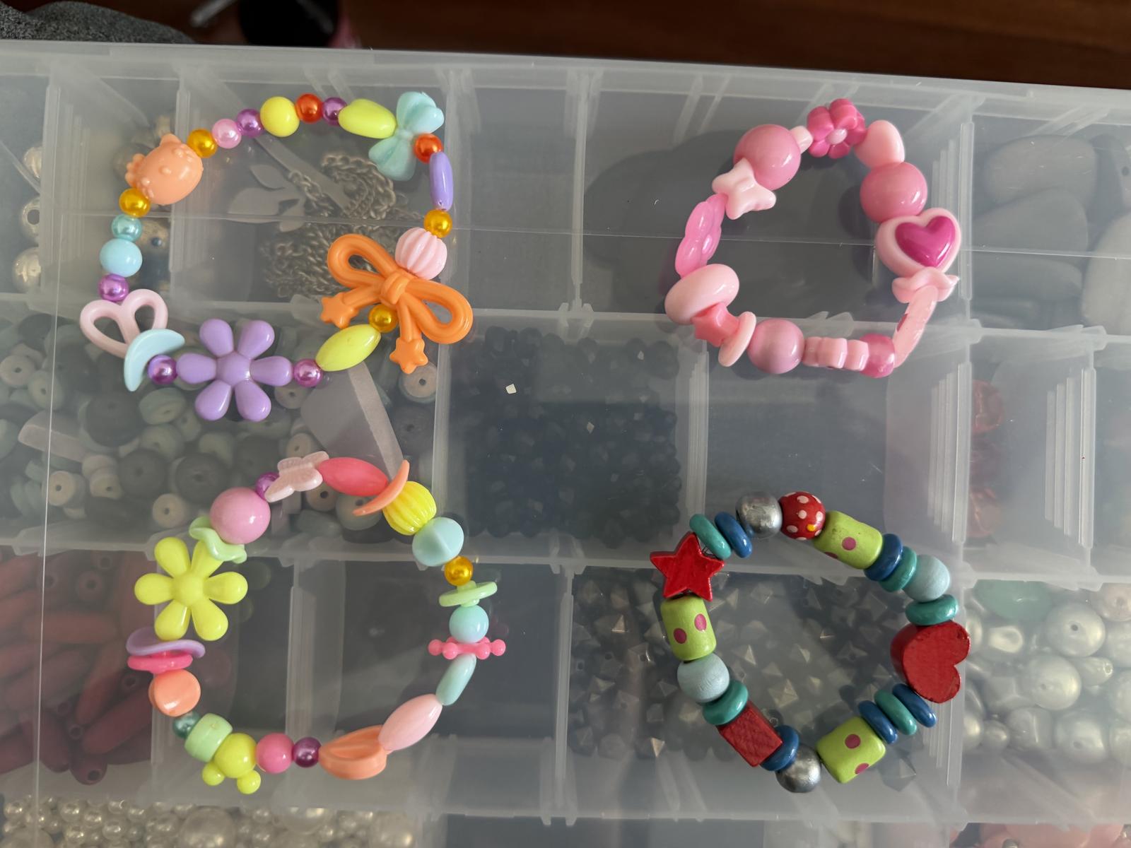 Adult bracelets on left - kids on right. 100% upcycled bottom right 