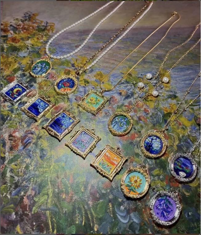 One-of-a-Kind Hand-Painted Oil Necklace