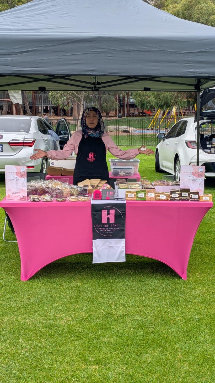 Outdoor market stall setup