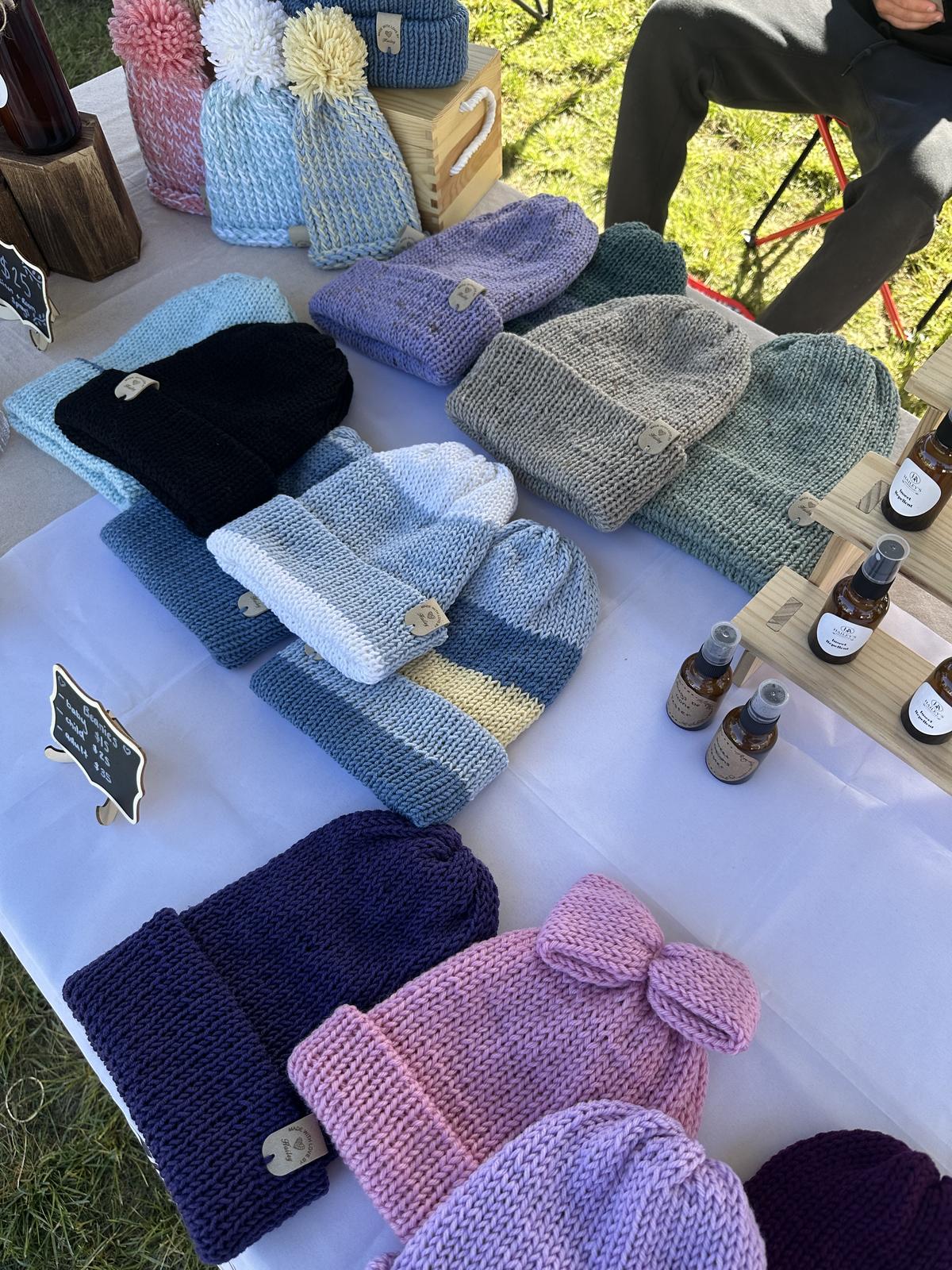 Hand knitted beanies