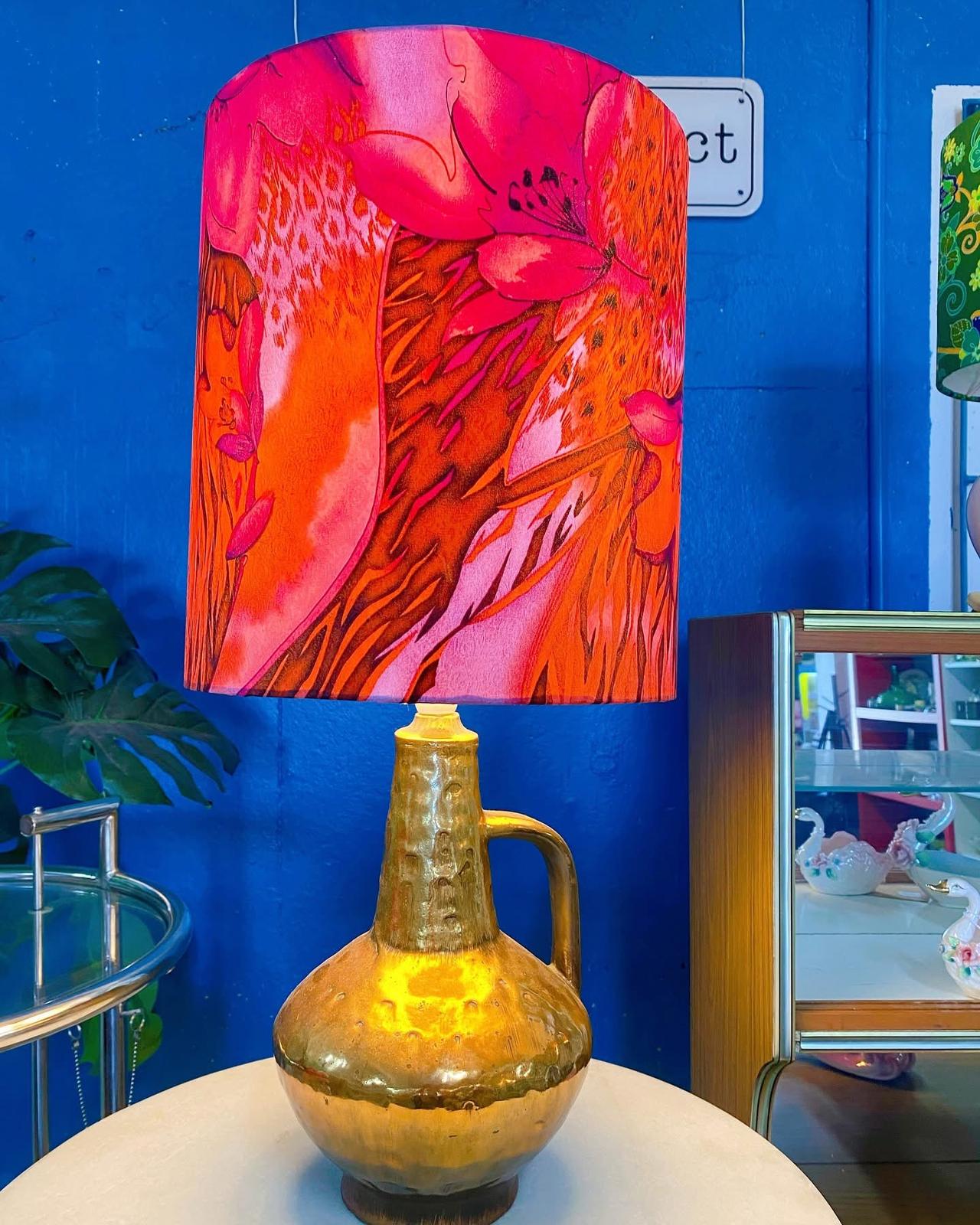 Handmade lampshade using vintage silk fabrics