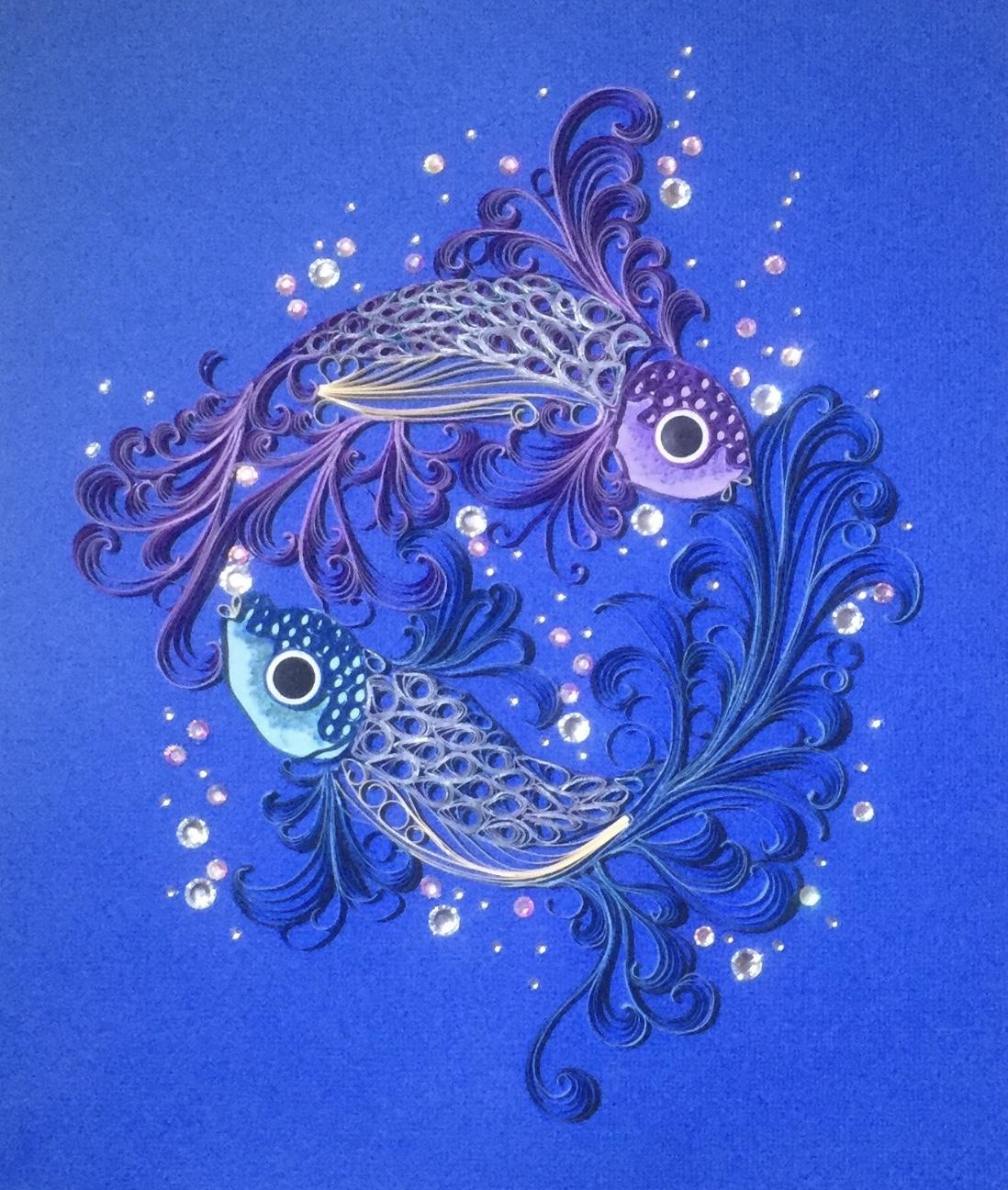 Quilled fish with Swarovski crystals