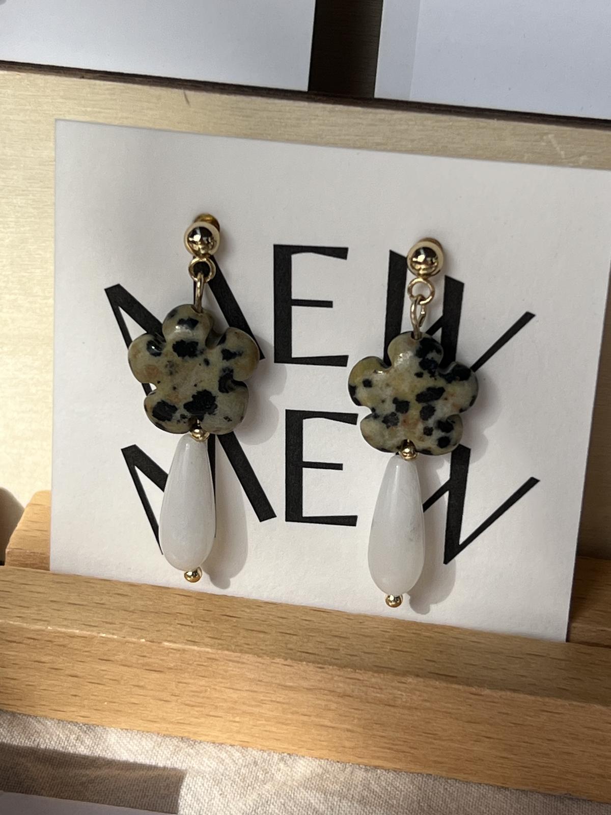 Jasper flower studs 