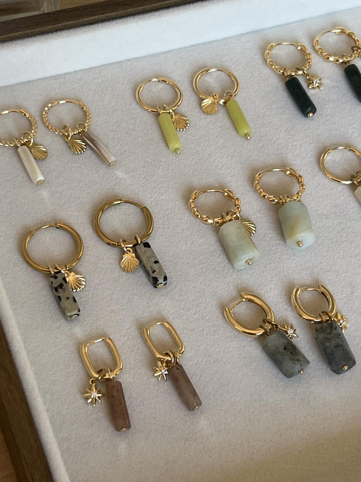 4 way earrings gemstones and charms 