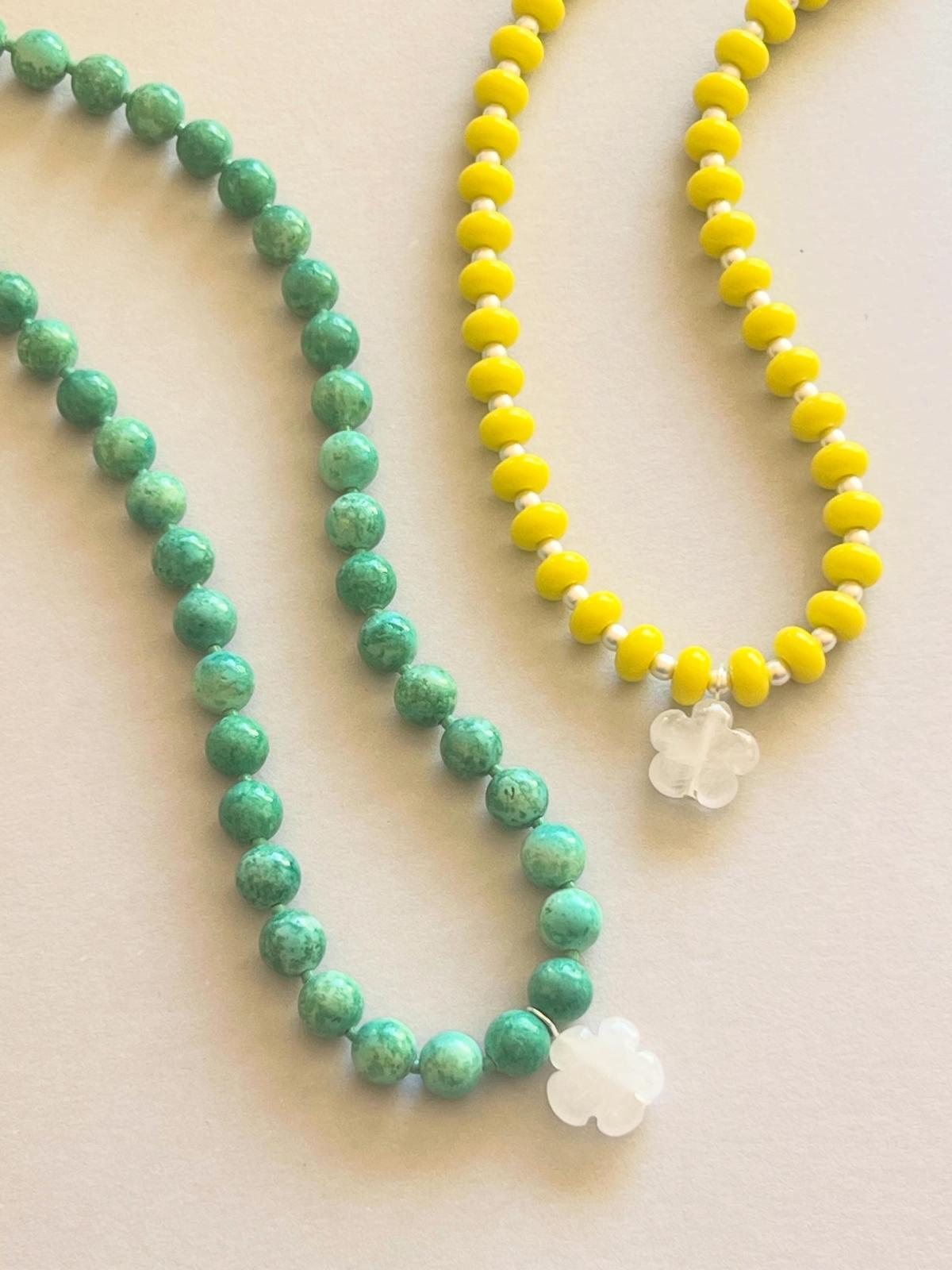 flower gemstone charm necklace