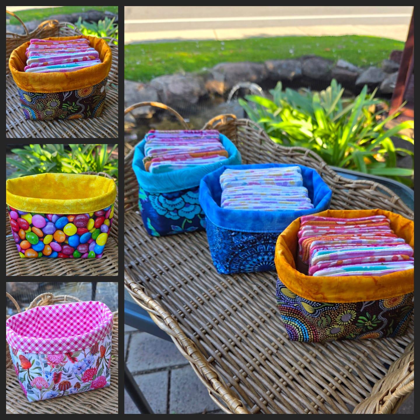 Little storage baskets for make-up wipes