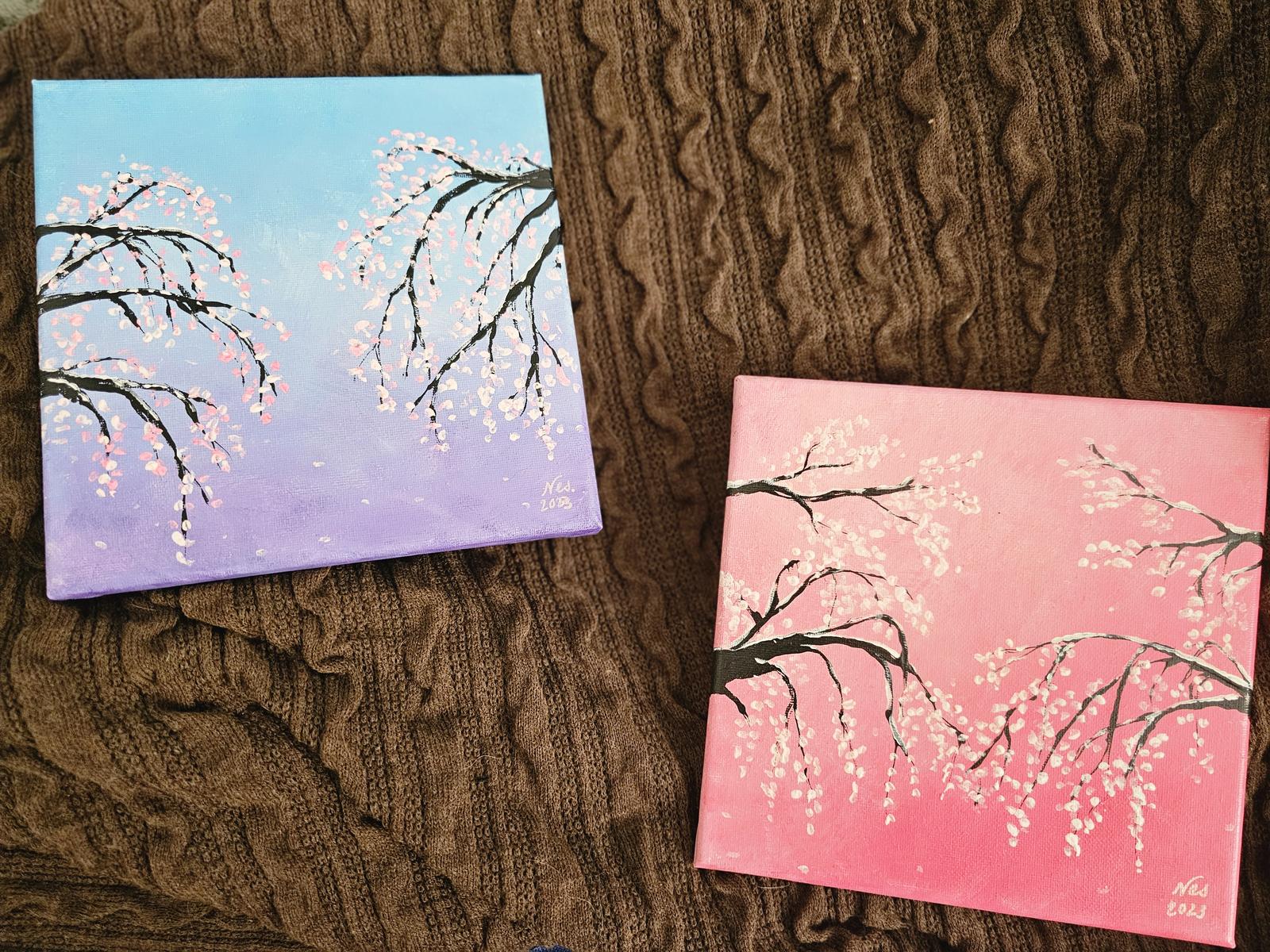Small Acrylic Sakura Paintings