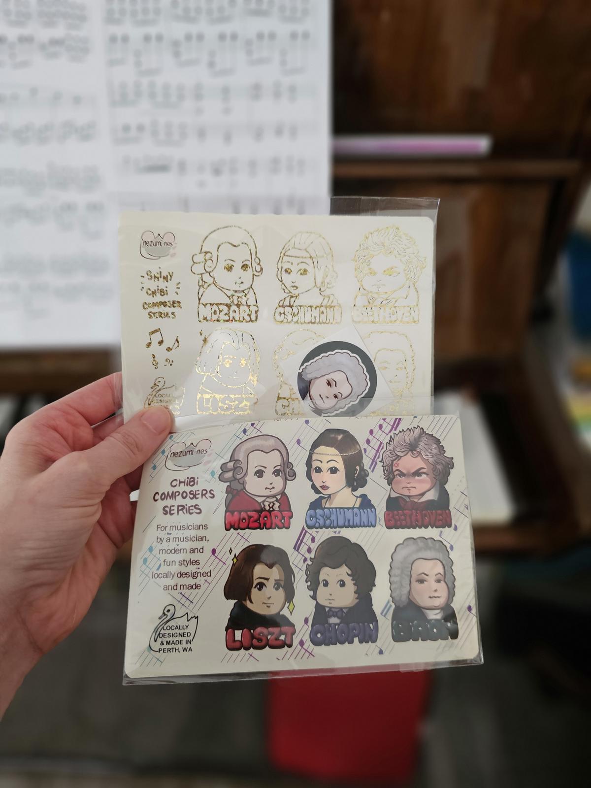 Chibi Composers~handcut stickers designed and printed locally