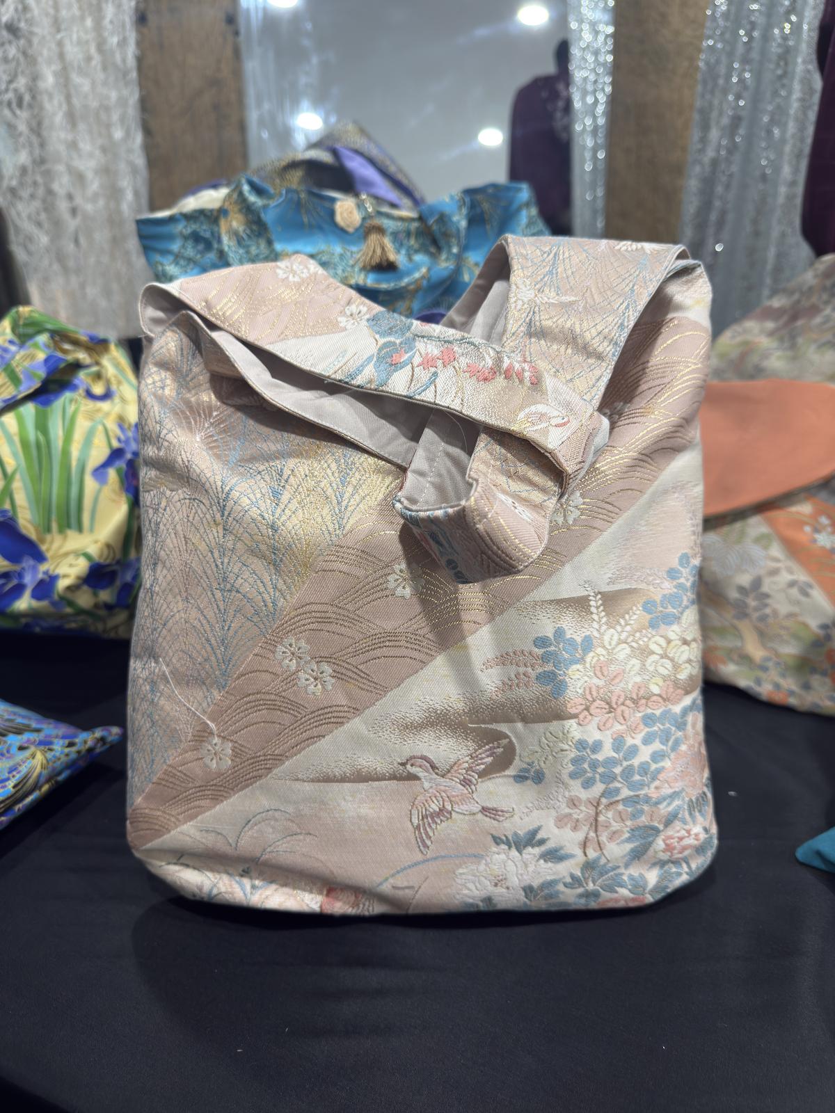 Gold and pink with birds 