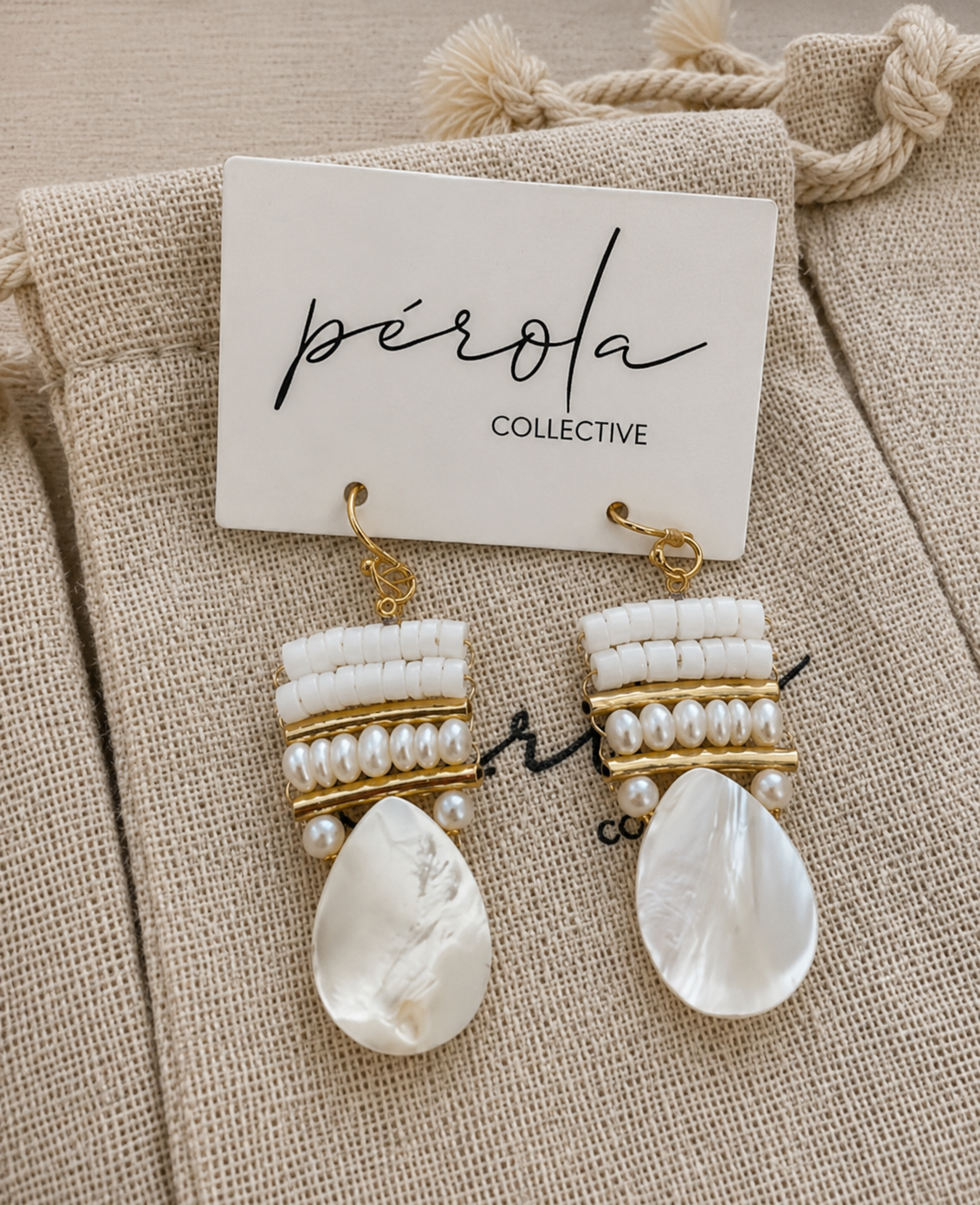Handmade Isla Earrings- Freshwater Pearls & Mother of Pearl Shell