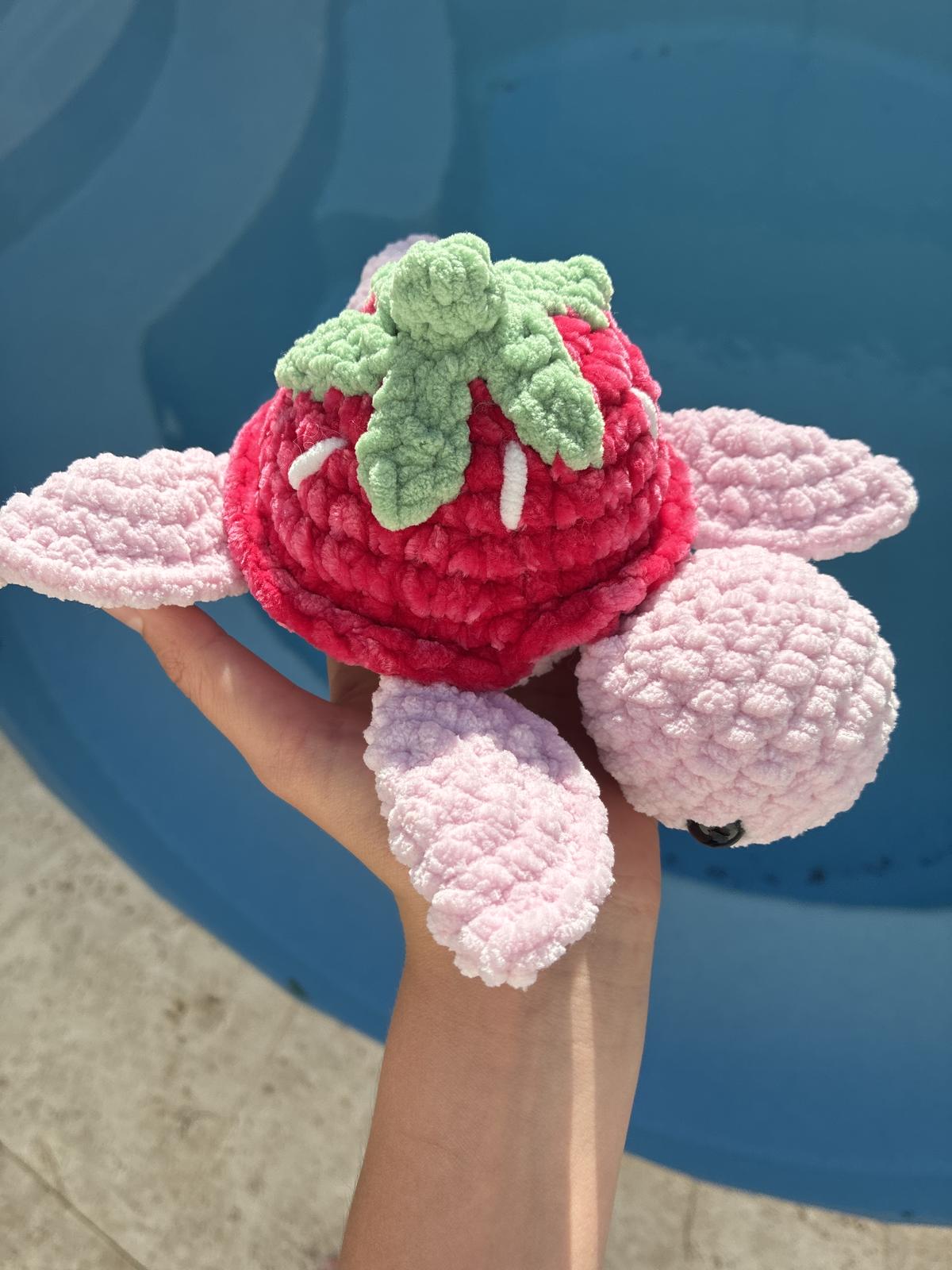 One of my crochet plushies: strawberry turtle plushy 