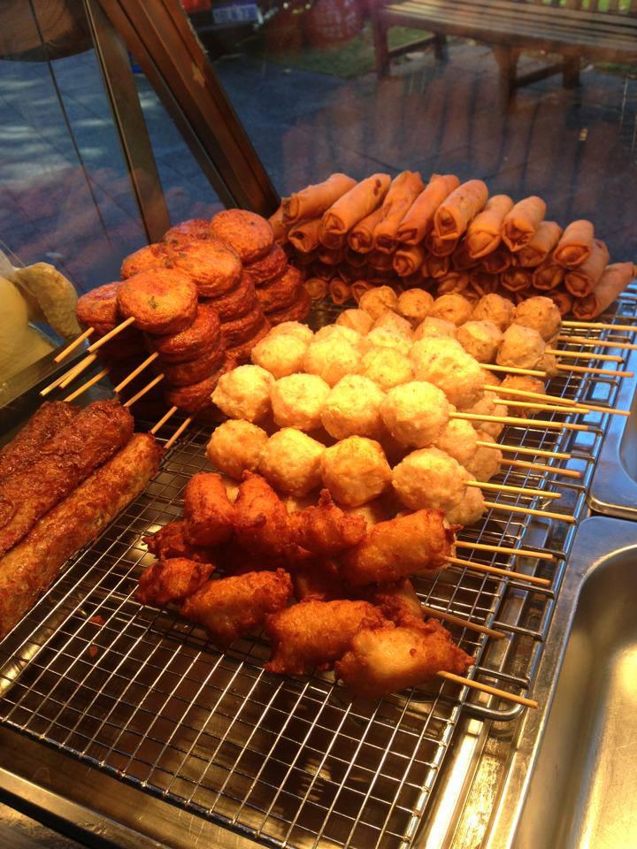 (Look Chin) Fish ball, Meat ball on skewers.