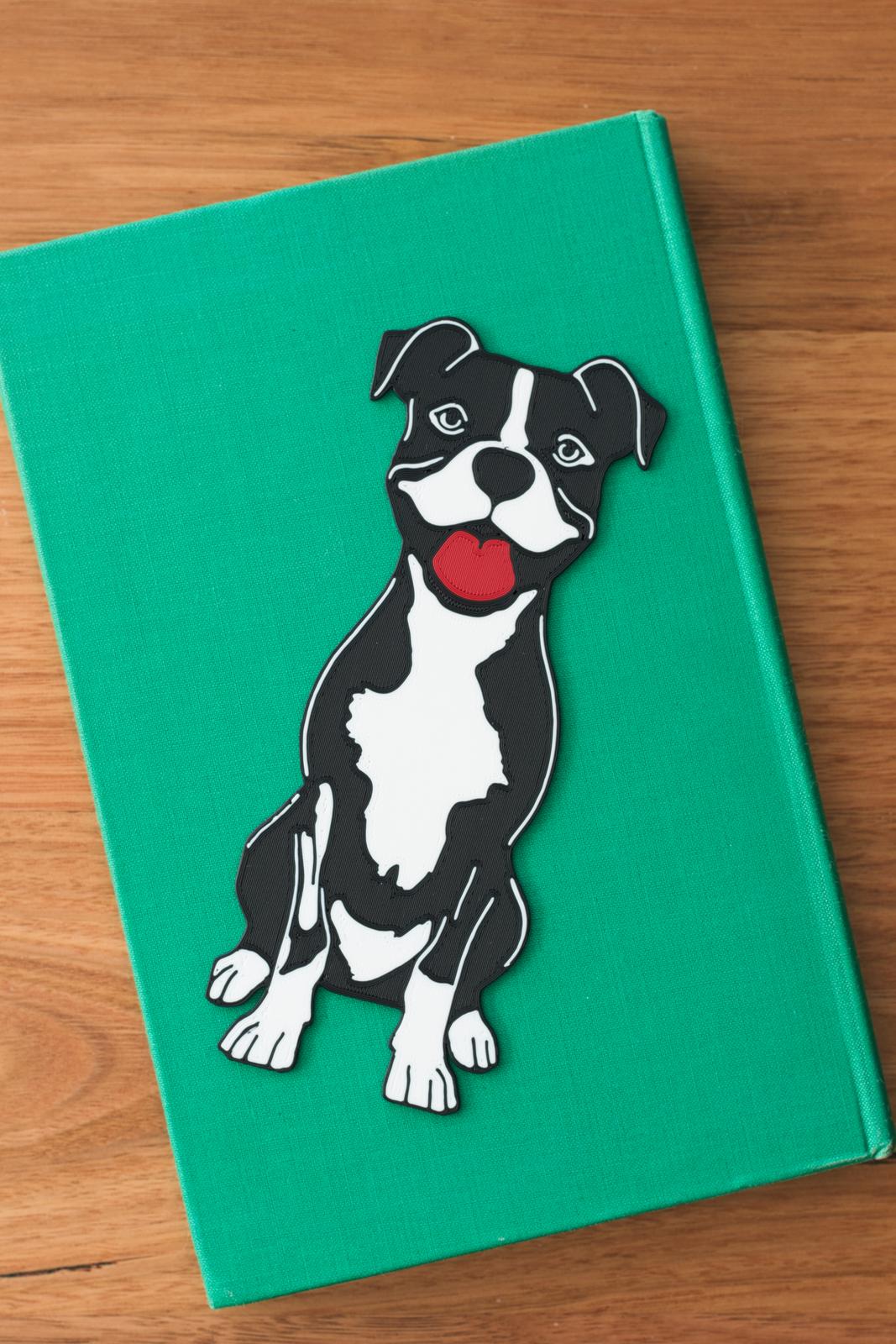 Staffy Bookmark - Charcoal and Ivory