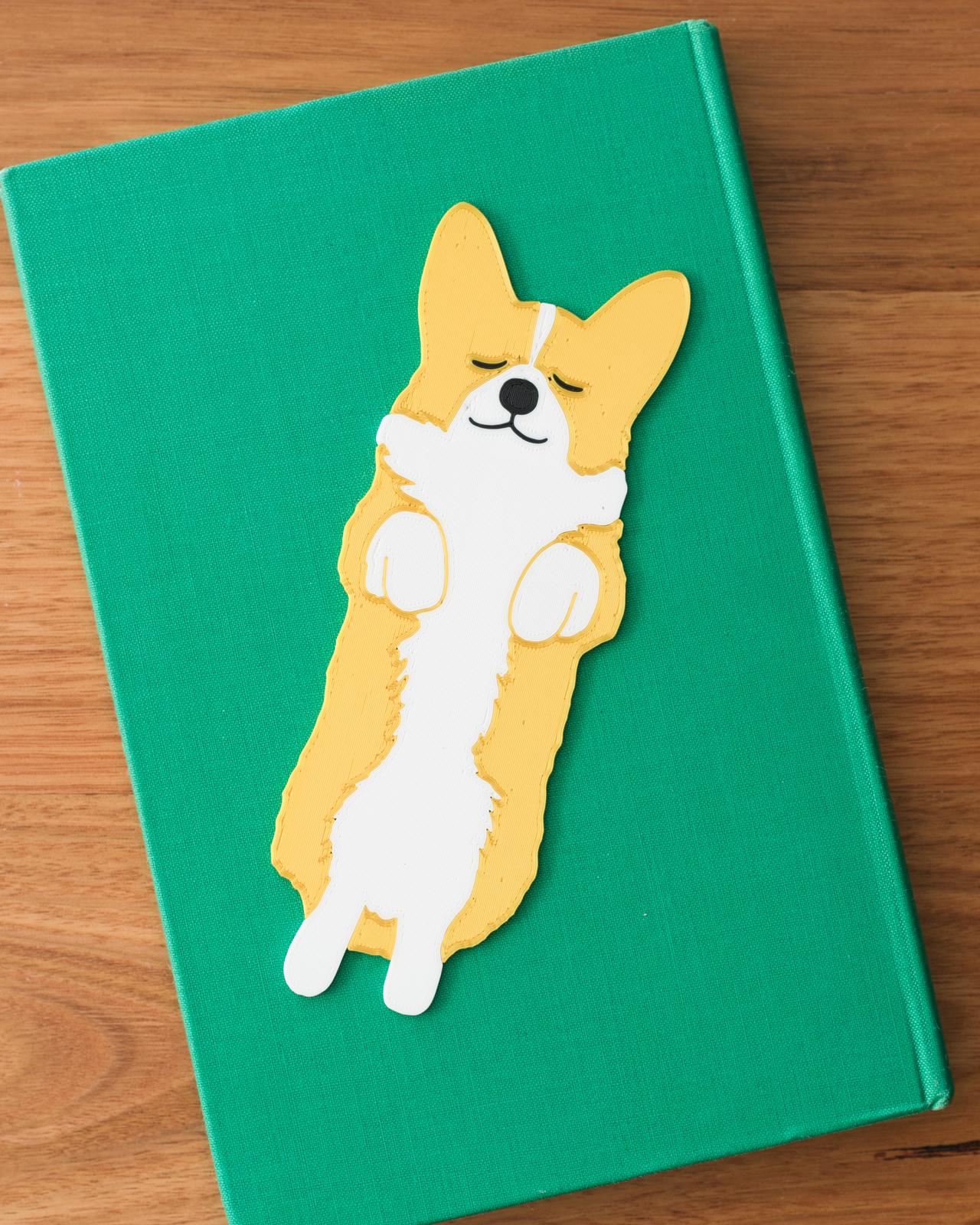 Sleepy Corgi Bookmark - Gold and Ivory