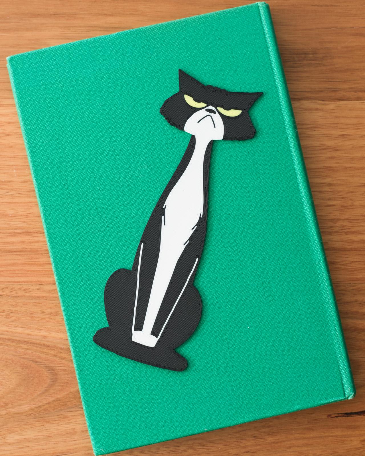 Disdainful Cat Bookmark - Charcoal and Ivory