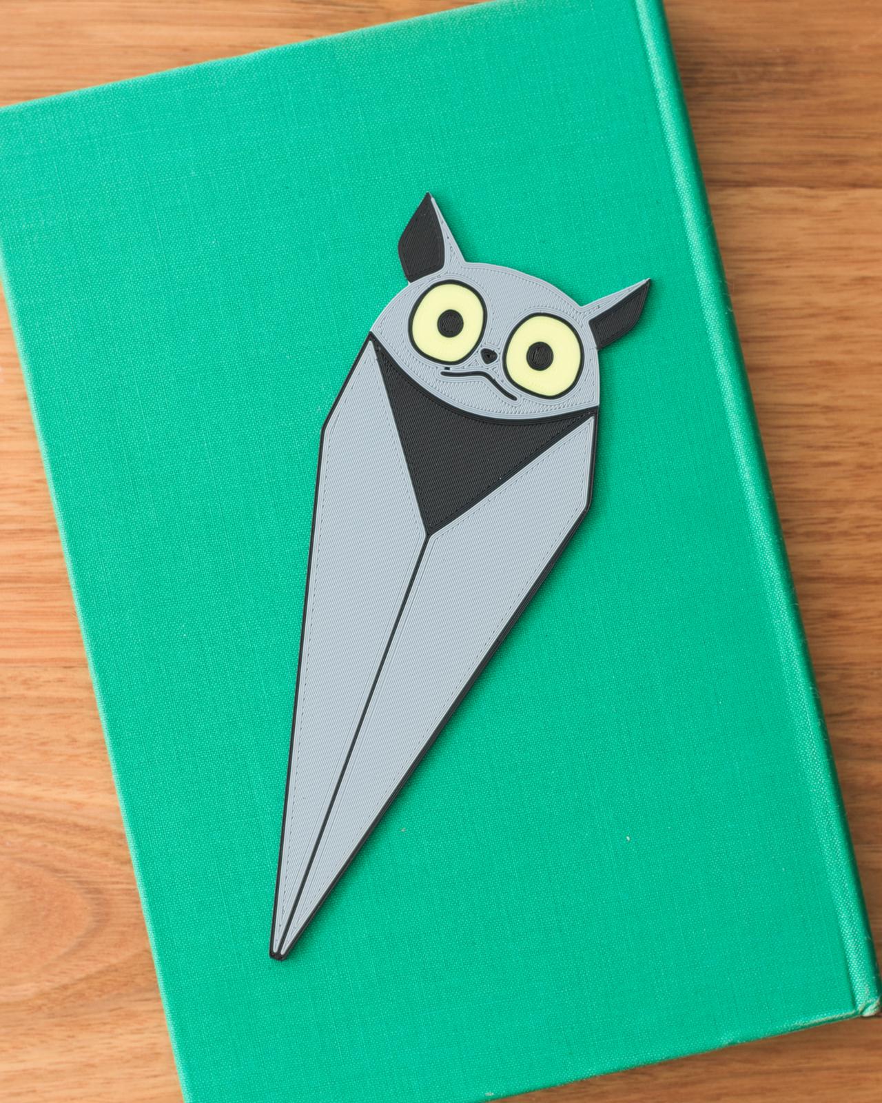 Bat Bookmark - Ash Grey and Glow Yellow