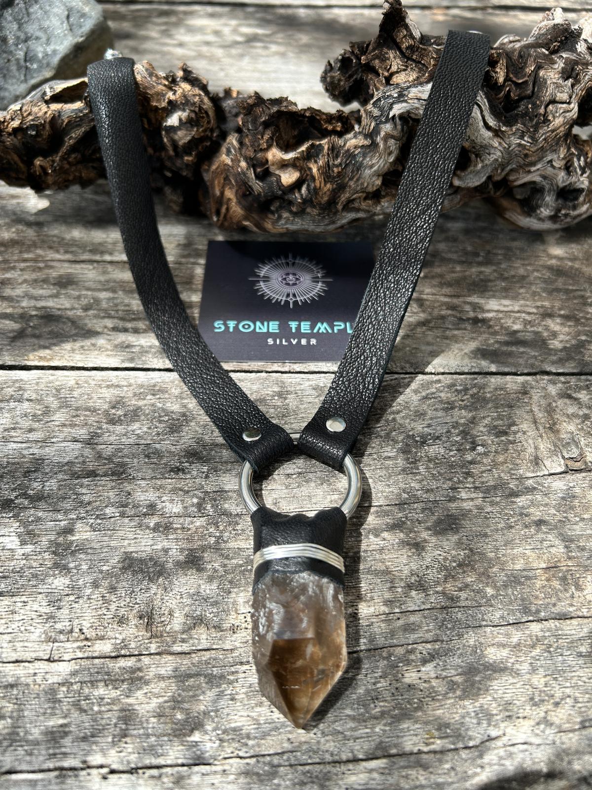 Hiding at Night Leather + Stone Choker