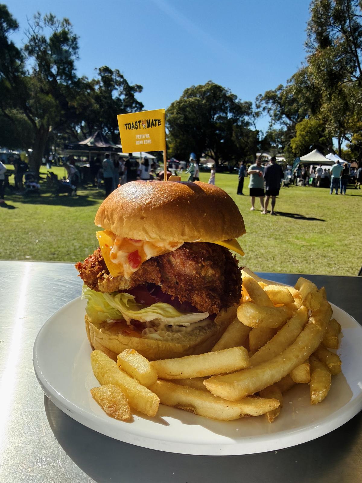 01- Crispy Chicken Brioche Burger with chips