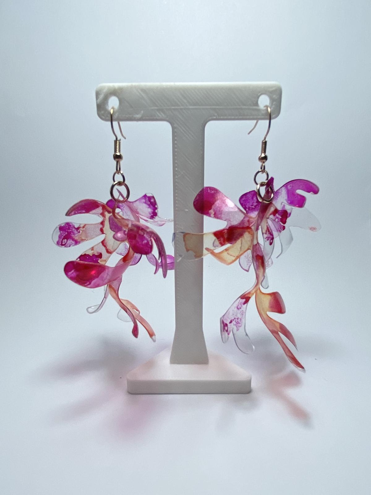 Pink Seaweed earrings