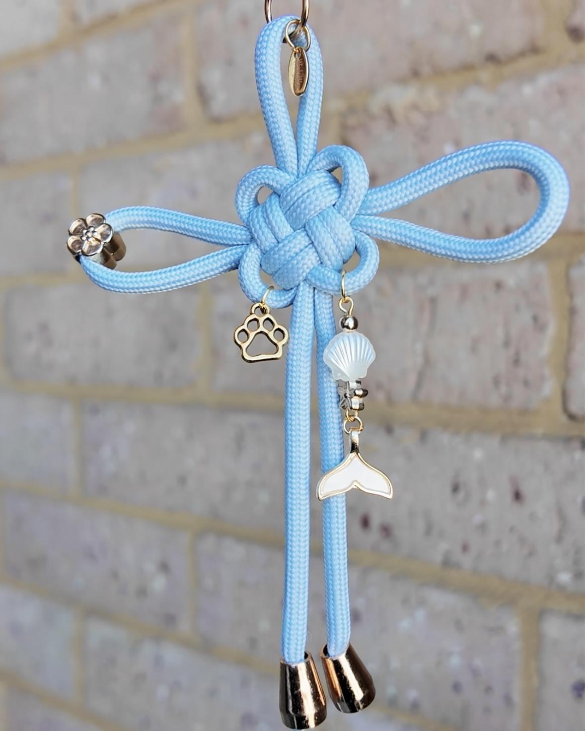 Blue lucky Chinese knot keychain 